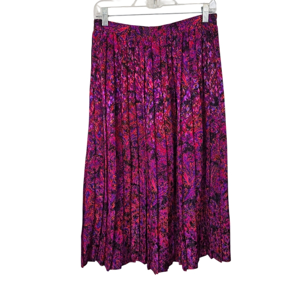 Andrea Gayle Pleated Pink Purple Skirt M